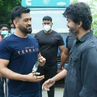 Actor Vijay And MS Dhoni recent Meet Photo