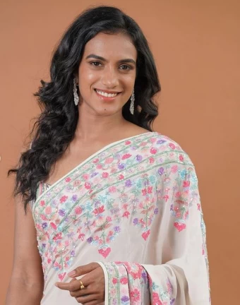 PV Sindhu chose a drape by designer Manish Malhotra for her Onam celebrations