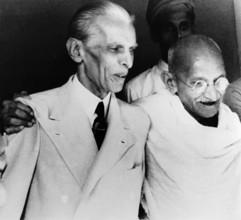 Muhammad Ali Jinnah and Mahatma Gandhi.
