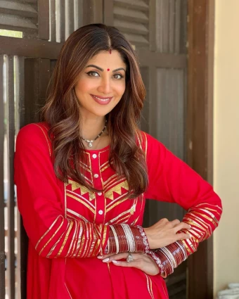 Shilpa Shetty Kundra looked gorgeous in a red kurta