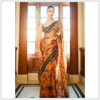 Alia Bhatt Looks Charming In Floral Saree By Sabyasachi