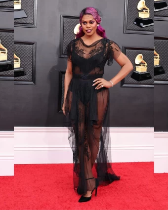 Laverne Cox showed some skin in a vintage John Galliano see-through dress
