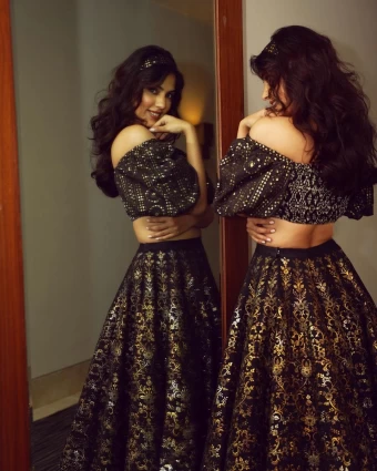 Rhea Chakraborty Stuns In A Dazzling Black And Golden Outfit