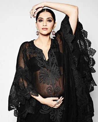 Sonam Kapoor Flaunts Baby Bump In See-through Black Kaftan