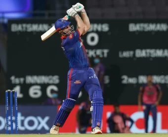 All-rounder Mitchell Marsh playing a shot in IPL 2022