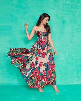 Rakul Preet Singh looks gorgeous in the floral-printed maxi dress