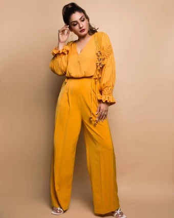Raveena Tandon shines bright in the yellow jumpsuit