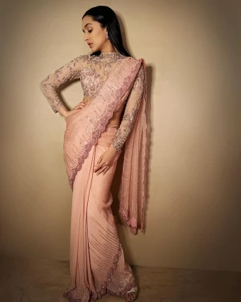 Shraddha Kapoor is an epitome of grace in a blush pink saree