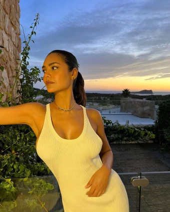 Esha Gupta looks glorious in the sunset hues of Ibiza.