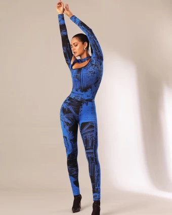 Esha Gupta oozes sexiness in a blue printed bodysuit