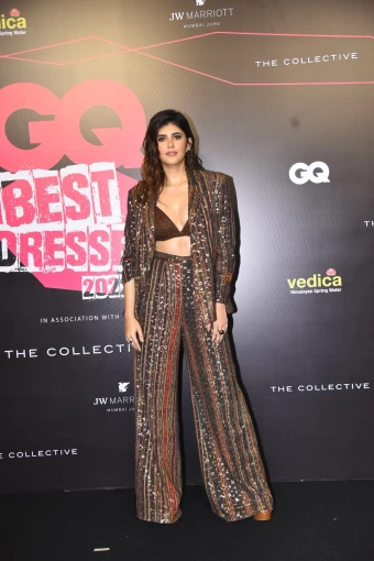Sanjana Sanghi looks uber chic in a sequinned pantsuit with a bralette at the GQ Best Dressed Awards 2022