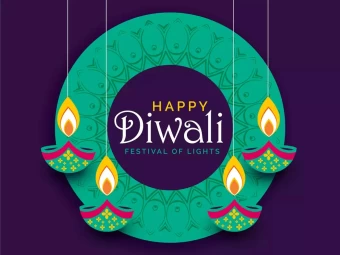A Mesmerizing Diwali Festive Poster Depicts A Green Wreath Of Diyas And The Phrase 