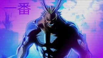 Anime Aesthetic Profile Picture Of Anime Character All Might From My Hero Academia Anime Against Purple Glitch Backdrop