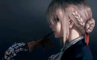 Fantastic And Aesthetic Profile Picture Of A Beautiful Girl With Braided Hair, Taking Off Her Glove To Reveal Her Robotic Hand In This Amazing Digital Art