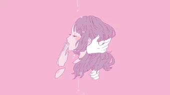Girly And Minimalist Aesthetic Profile Picture Of An Animated Girl With Sad Expression On A Plain Pink Backdrop
