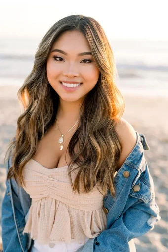 Senior Asian Girl At Beach Pictures