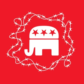 Republican Elephant Symbol In Primarily Red Color.