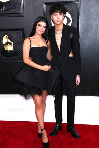 Charli D’Amelio and Landon Barker pictured at the 65th Annual Grammy Awards in Los Angeles on February 5, 2023. The couple was first linked when they attended a concert together on June 15, 2022 & have been together since.
