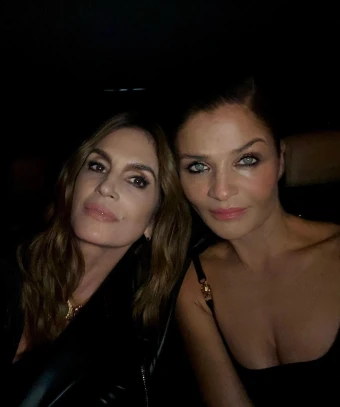 Cindy Crawford and Helena Christensen snap a selfie at Versace
