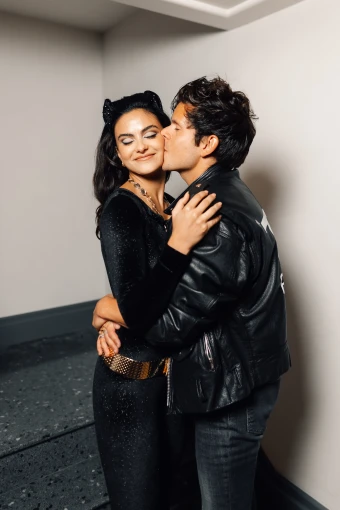 Lovebirds Cami Mendes and Rudy Mancuso shared a purr-fectly sweet smooch at Michael Braun's Halloween party
