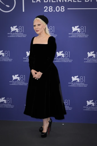 Lady Gaga wears Dior Haute Couture at the “Joker: Folie à Deux” photocall during the Venice Film Festival 2024