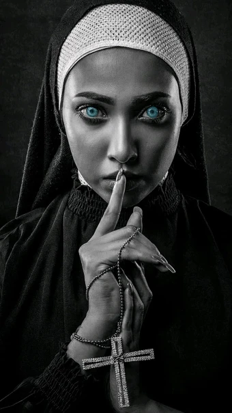 Time to pray black and white Christian nun wallpaper