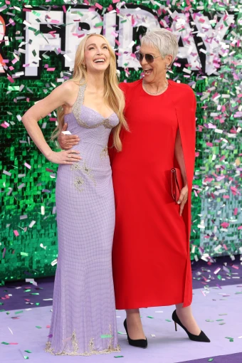 Lindsay Lohan and Jamie Lee Curtis share a laugh at the UK Premiere of “Freakier Friday” in London