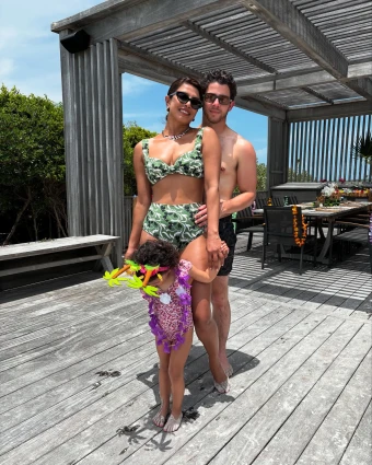 Nick Jonas and Priyanka Chopra soak up the sun with their daughter Malti.