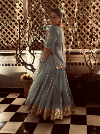 Kareena Kapoor Khan: The Bollywood diva was a sight to behold in a powdery blue lehenga with matching kurta and dupatta
