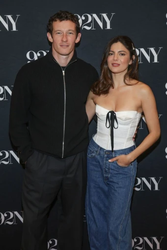 Monica Barbaro and Callum Turner at a press event for the film 