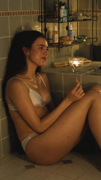 A candid moment, a thoughtful gaze, and a cinematic mood — Margaret Qualley makes Maya unforgettable. ❤️?