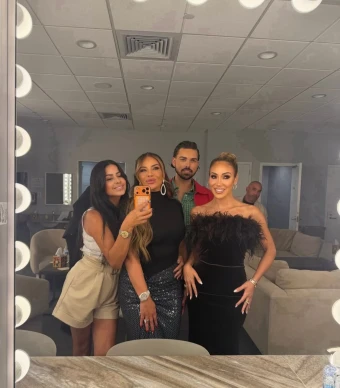 “Real Housewives of New Jersey” stars Dolores Catania and Melissa Gorga hang with celebrity hairstylist Kevin Kelly and celebrity makeup artist Grace Dutches at the Kevin Kelly x Laura Geller Beauty Suite during Bravo Fan Fest weekend in Charleston, South Carolina.