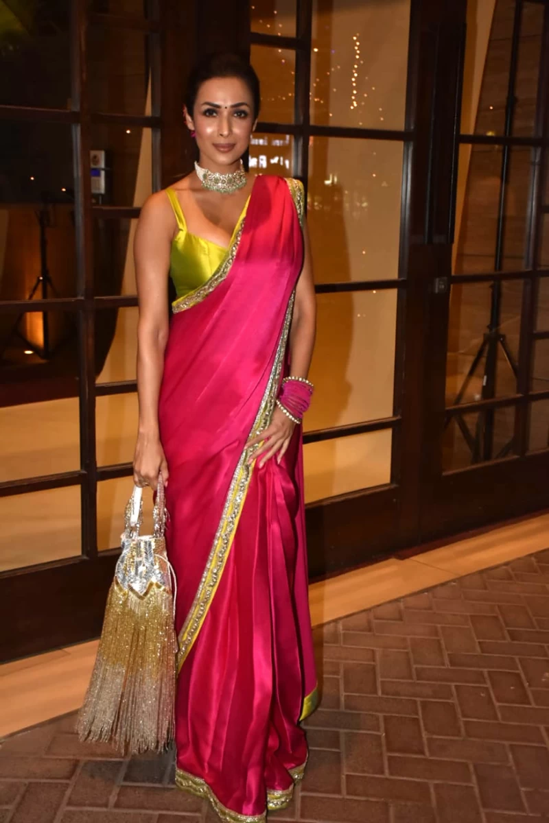Malaika Arora slays the beautiful pink and green saree by ace-designer Manish Malhotra