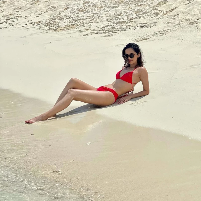 Manushi Chhillar looks hot as she soaks up the sun in a fiery red bikini