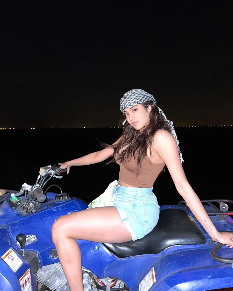 Janhvi Kapoor is oozing sexiness atop an ATV while enjoying a desert safari in Dubai