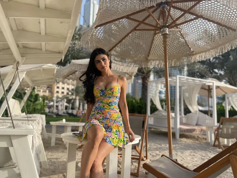 Mouni Roy, who is currently in Dubai, looks gorgeous in the floral mini dress