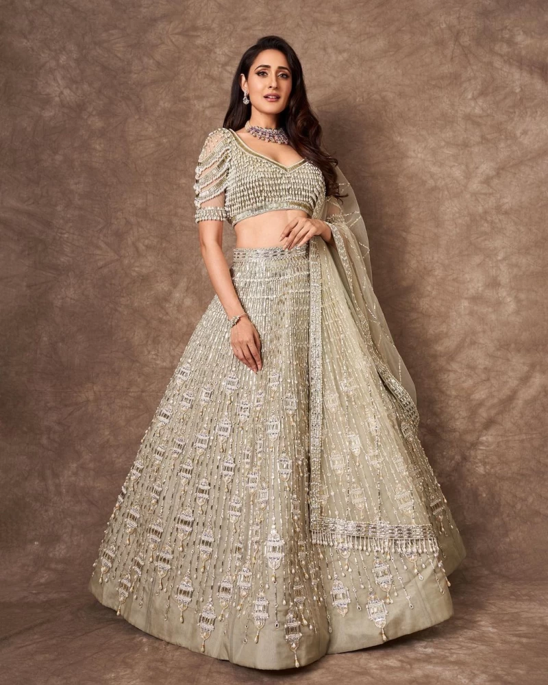 Pragya Jaiswal looks resplendent in the silver lehenga