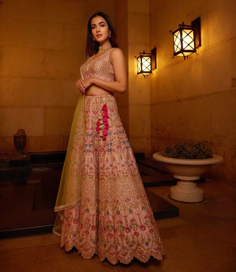 Sonal Chauhan loos regal in the floral lehenga