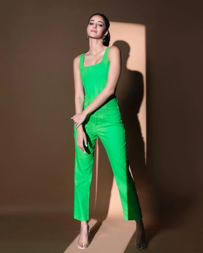 Ananya Panday looks chic in the green corset-style top and matching pants