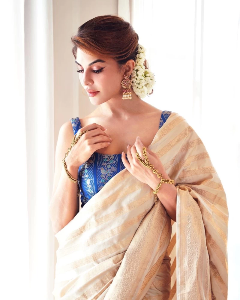 Jacqueline Fernandez looks beautiful in the handloom saree