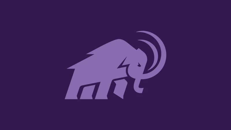 Cute Logo With An Illustration Of A Purple Mammoth Against A Violet Background