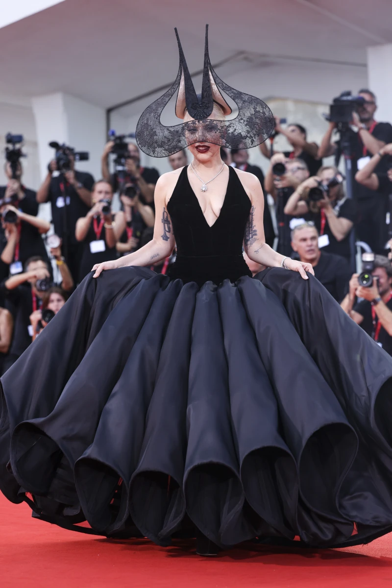 Lady Gaga wears Dior Haute Couture at the “Joker: Folie à Deux” premiere during the Venice Film Festival 2024.