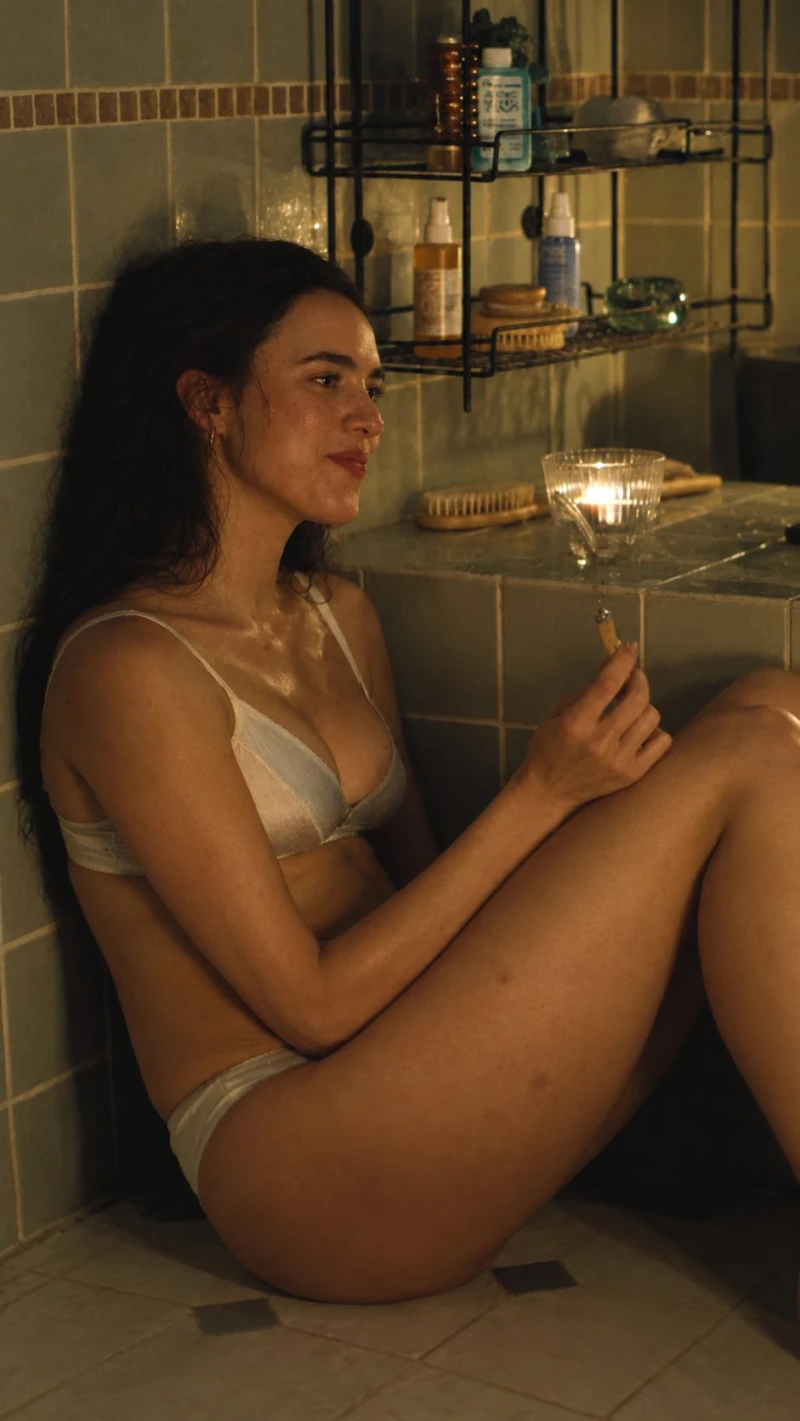 A candid moment, a thoughtful gaze, and a cinematic mood — Margaret Qualley makes Maya unforgettable. ❤️?