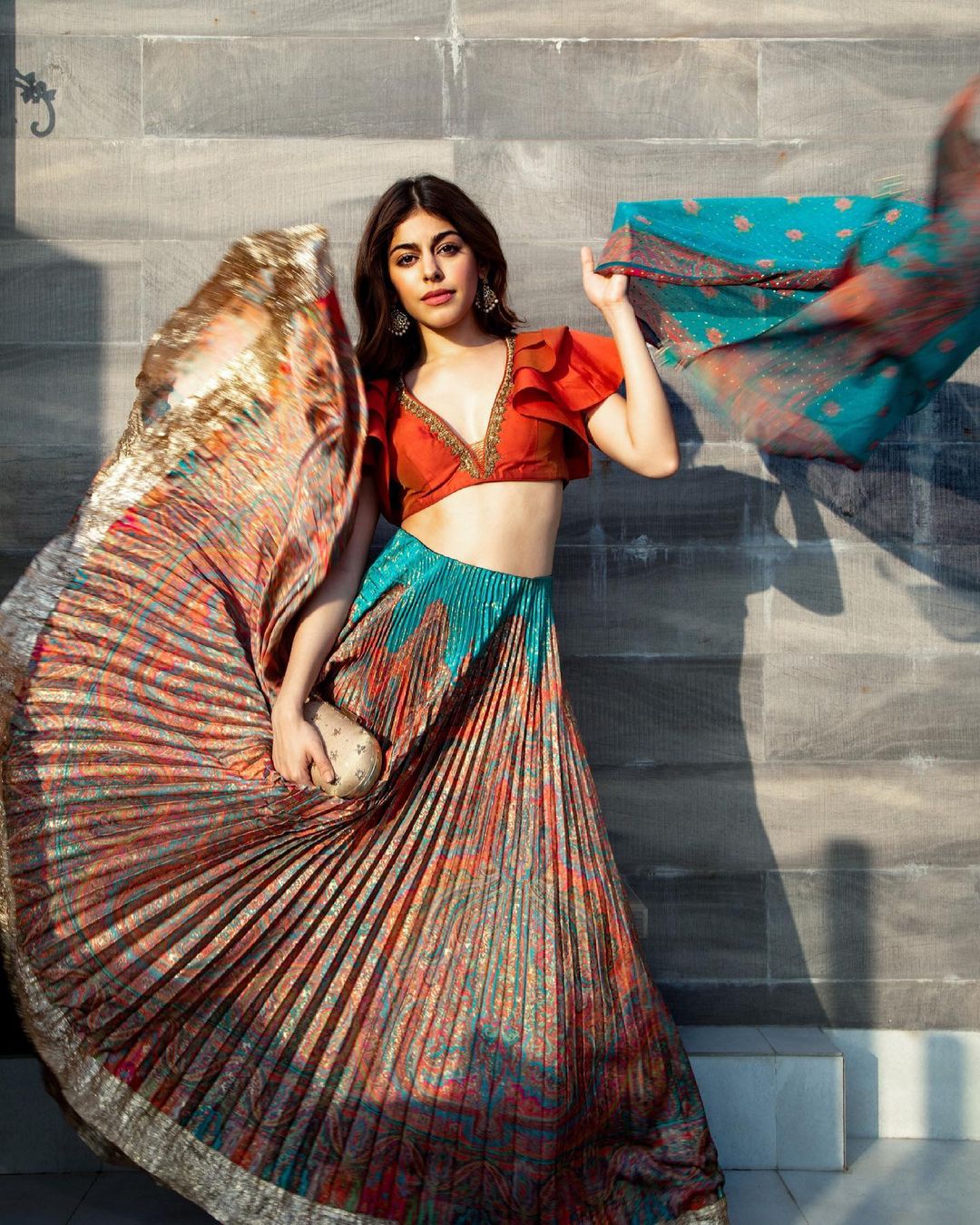 Alaya F looks gorgeous in the pleated lehenga and blouse