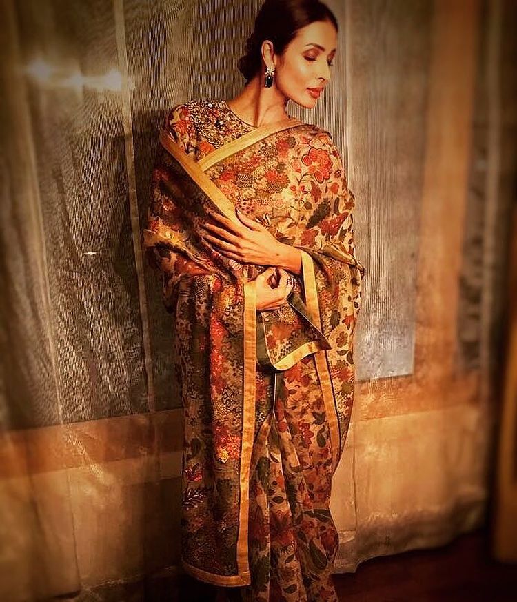 Malaika Arora looks gorgeous in the printed saree