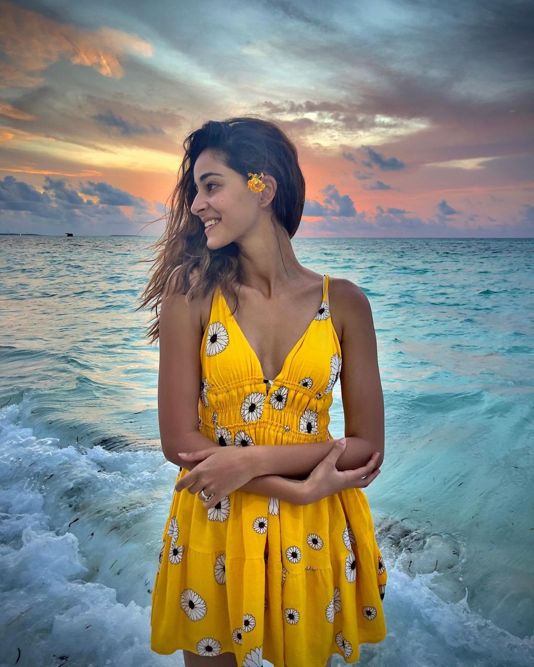 Ananya Panday looks stunning in the bright yellow dress