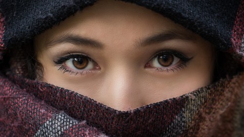 Beautiful Eyes of Girl with Scarf