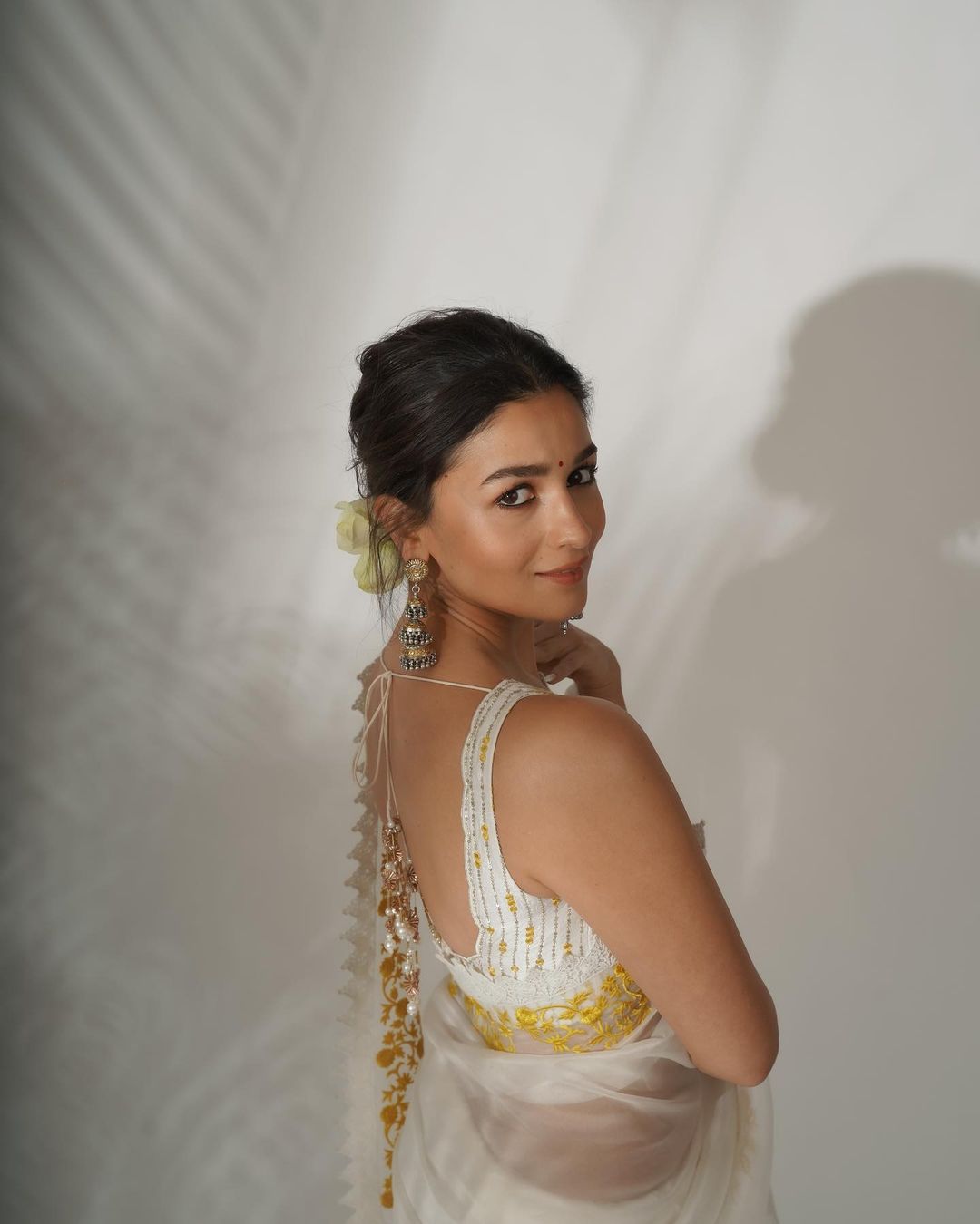Alia Bhatt looks gorgeous in a white organza saree