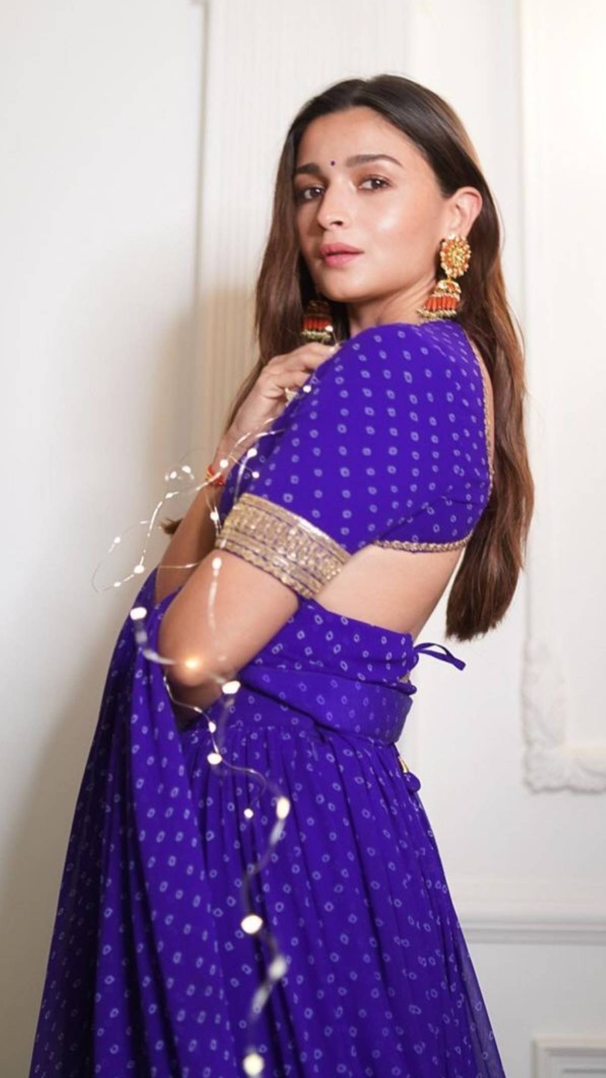 Alia Bhatt looks glorious in the bandhani-print blue lehenga