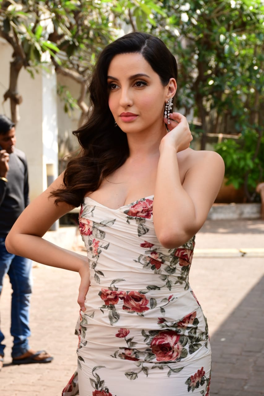 Nora Fatehi In Figure-hugging Floral Dress Gives Spring Vibes
